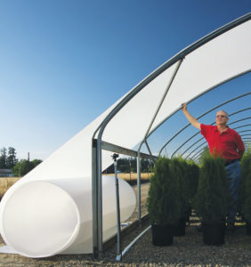 Solexx greenhouse covering is easy to install. The unique double walled plastic comes in continuous lengths that strengthen the greenhouse structure and protect crops.